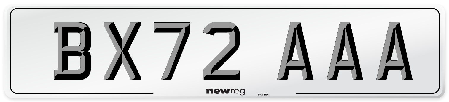 BX72 AAA Number Plate from New Reg